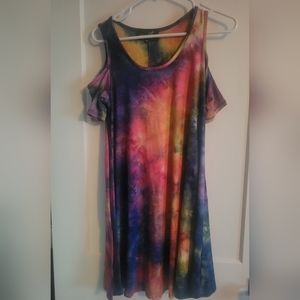 Tie dye tank dress with sleeves.